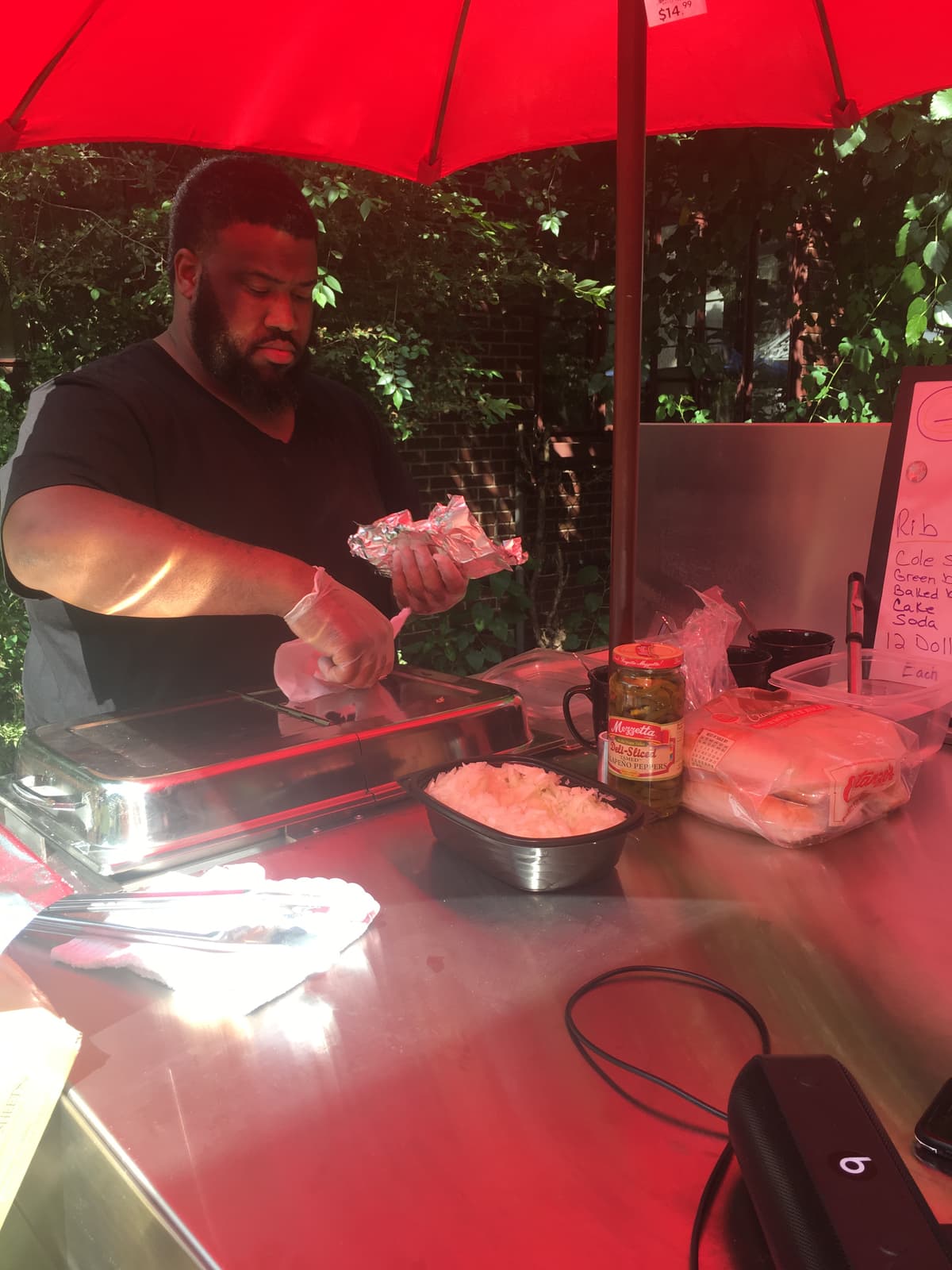 Cooking fresh doggz at the cart