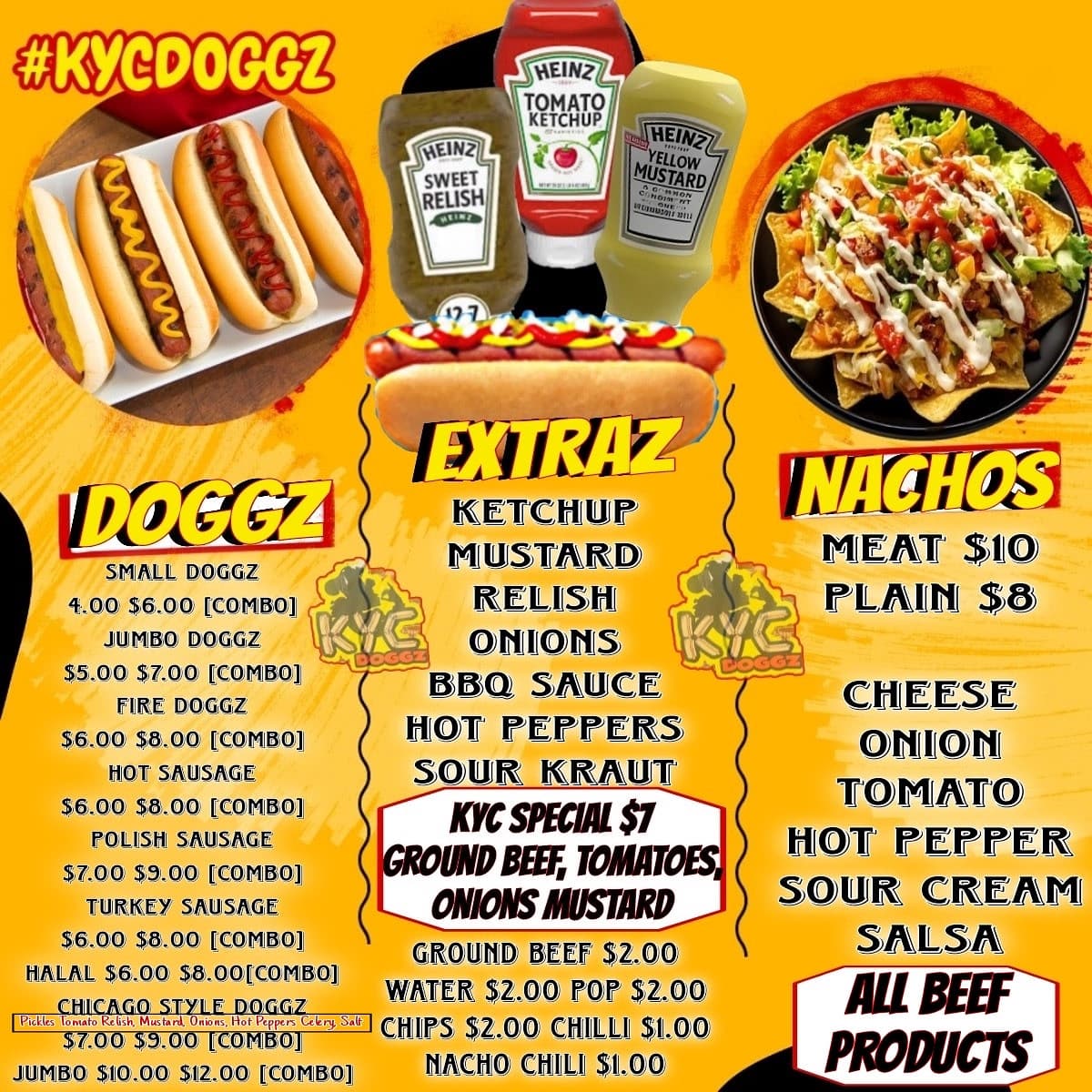 KYC Doggz full menu flyer